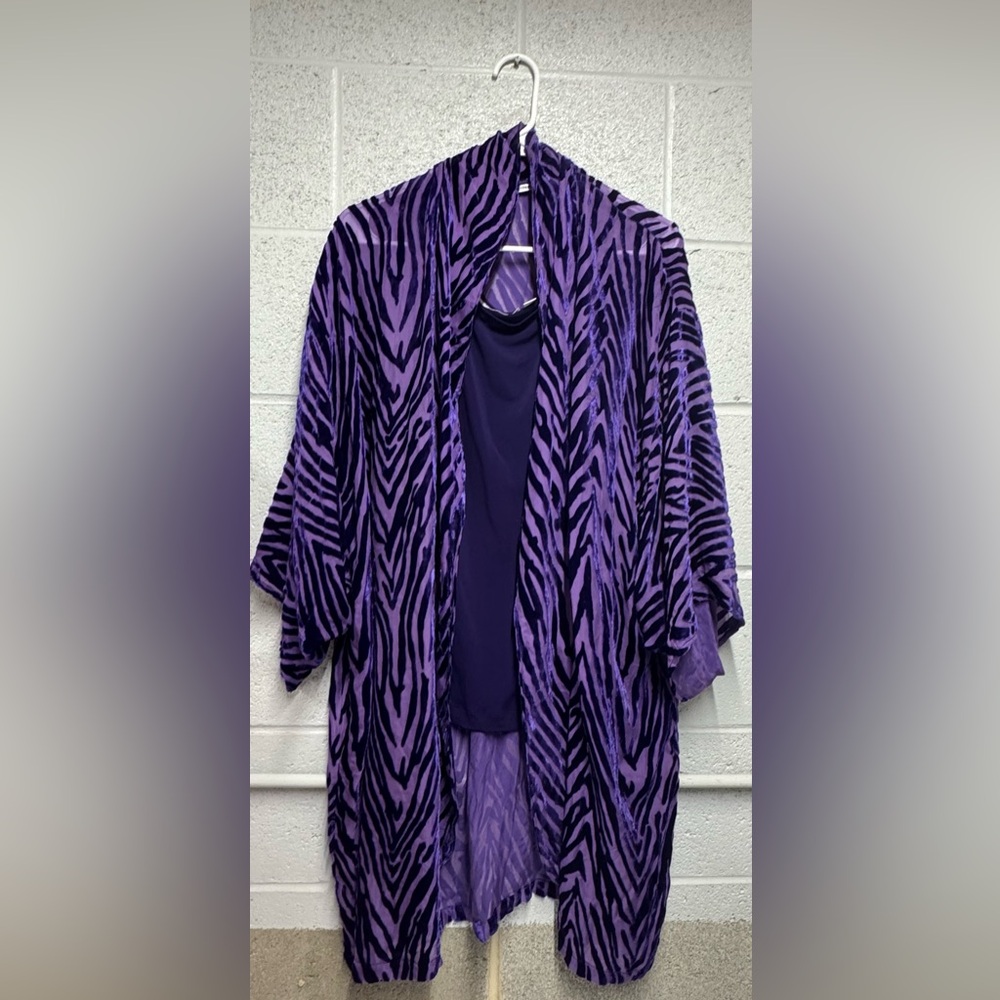 Joan Rivers Silk‎ Blend Purple Burnout Kimono and tank Women's Size small